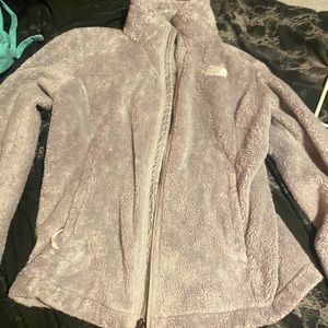 fluffy grey north face jacket